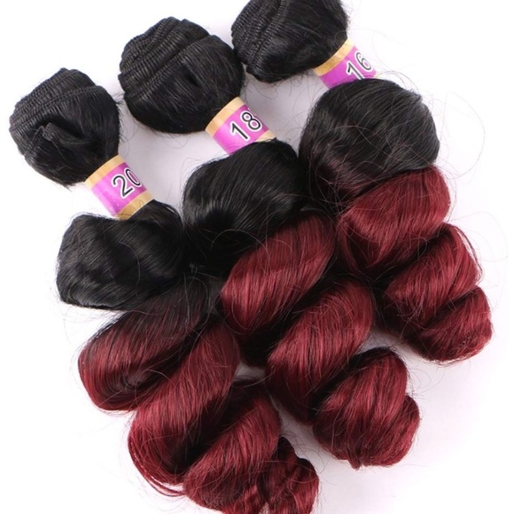 3 bundles of 2tone burgundy hair extensions *NWT* main image 4